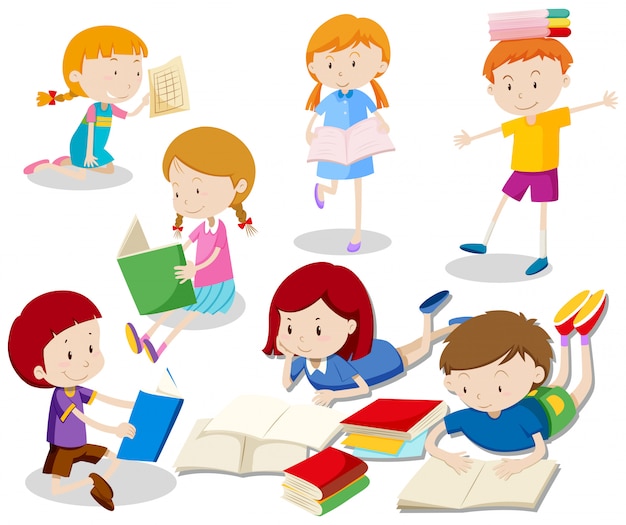 Vettore un set di libri di lettura per bambini