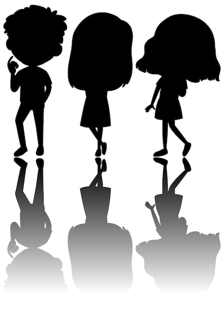 set of kids silhouette with reflex