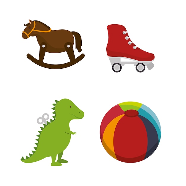 Set kids toys icons