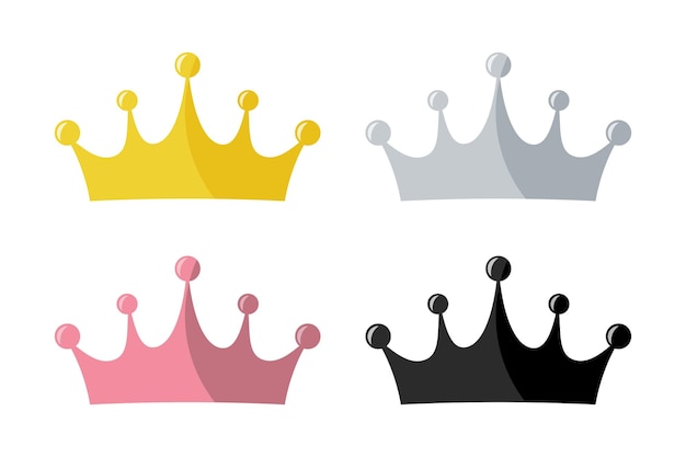 Vector set king crown vector icon on white background