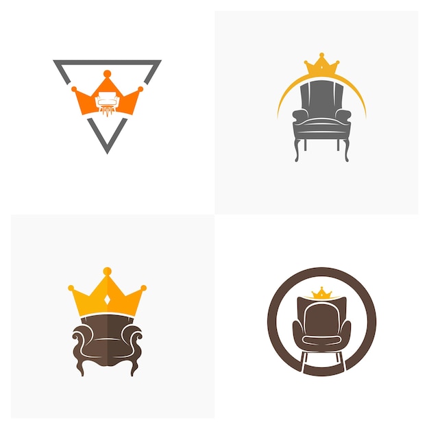 Set di king furniture logo design modello vettoriale simbolo e icona di arredi per la casa