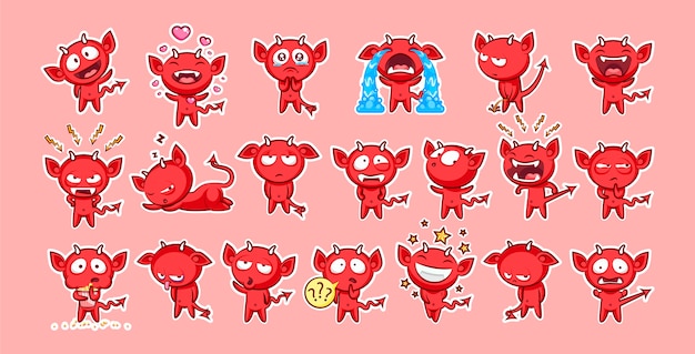 Vector set kit collection sticker emoji emoticon emotion   isolated