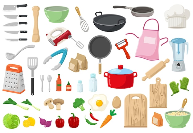 Vector set of kitchen equipment elements