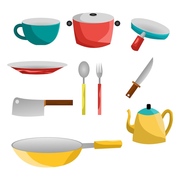 set of kitchen equipment vector illustration