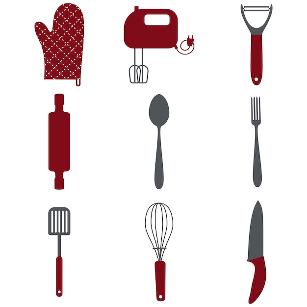 Vector set of kitchen gadgets tools