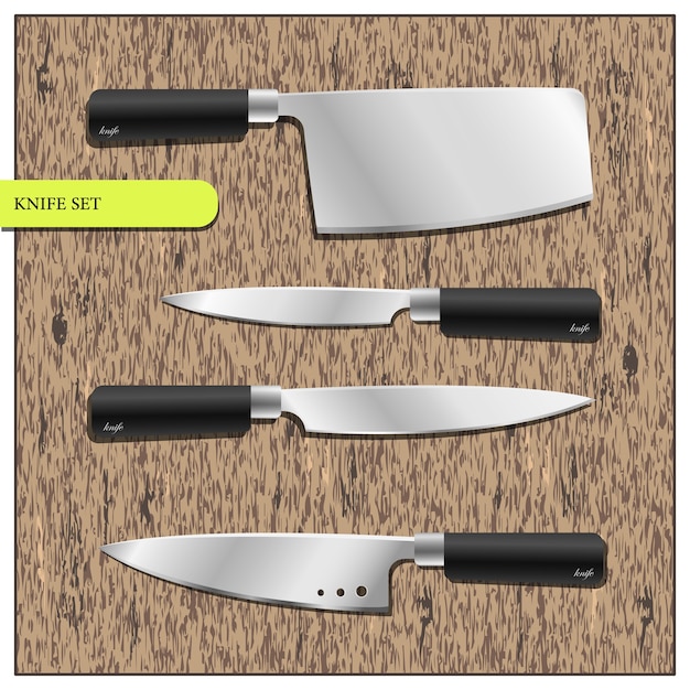 Vector a set of kitchen knives