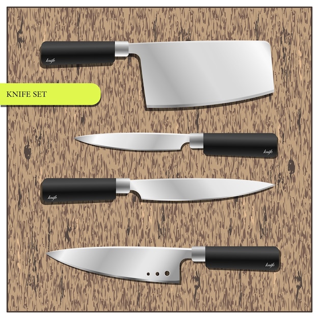 A set of kitchen knives