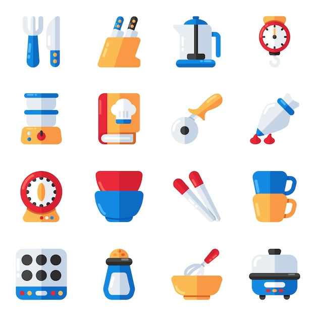 Set of Kitchenware Flat Icons