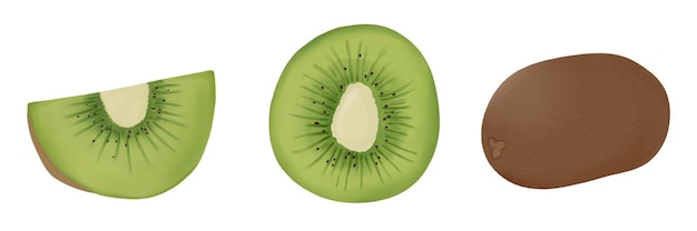 Set di fette di kiwi metà intere