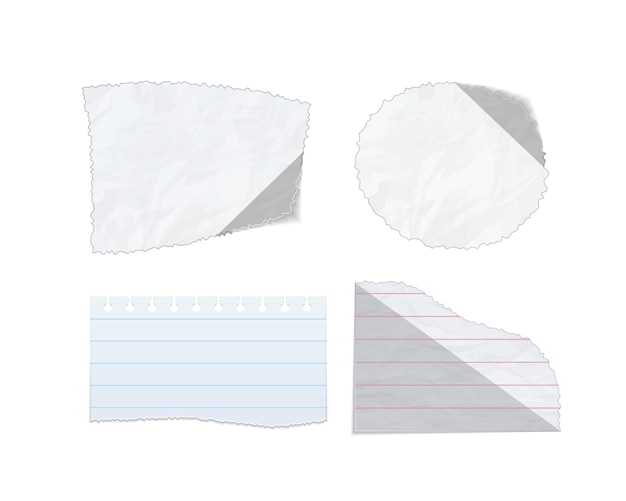 Set kladjes papier tetrad vellen kladjes papier met schaduwen