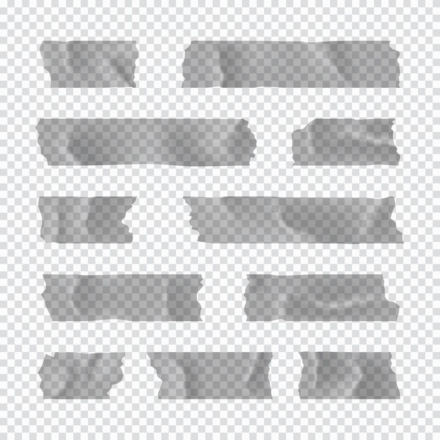 Vector set kleverband kleverige papieren strook geïsoleerd op doorzichtige achtergrond vector illustratie