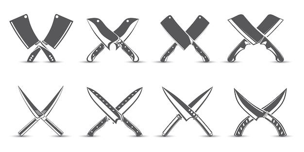 set of knife silhouette designs with various shapes