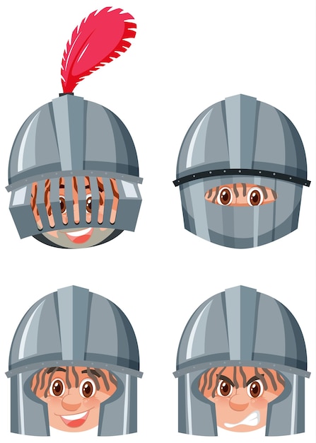 Set of knight head cartoon