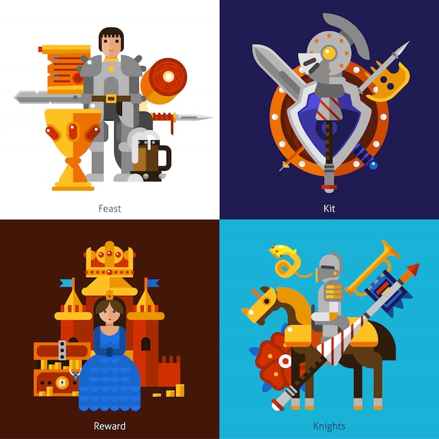 Vector set of knight images