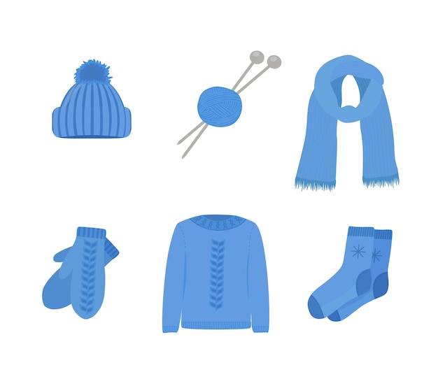 Vector set of knitted clothes