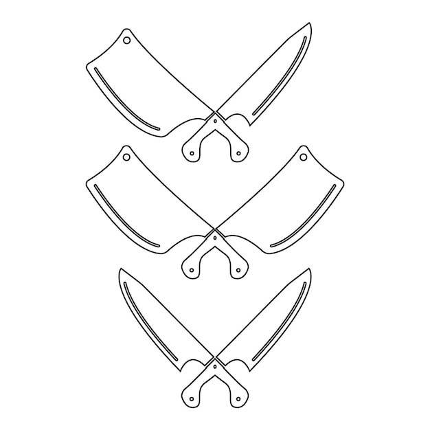 Vettore insieme del disegno del modello dell'illustrazione di vettore delle icone dei coltelli