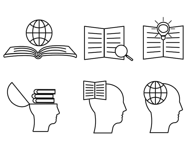 Set of knowledge icon set simple line art style for web and mobile app