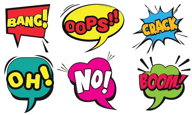 Set komische bellentoespraakwolken onomatopeeComic Book Explosion Comic Sound Effects