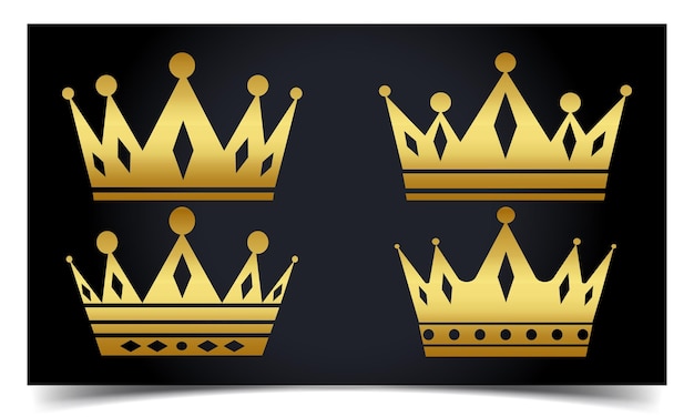 Set koninklijke gouden koningskroonpictogrammen