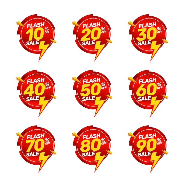 Set kortingsaanbieding prijslabel flash verkoop promo marketing