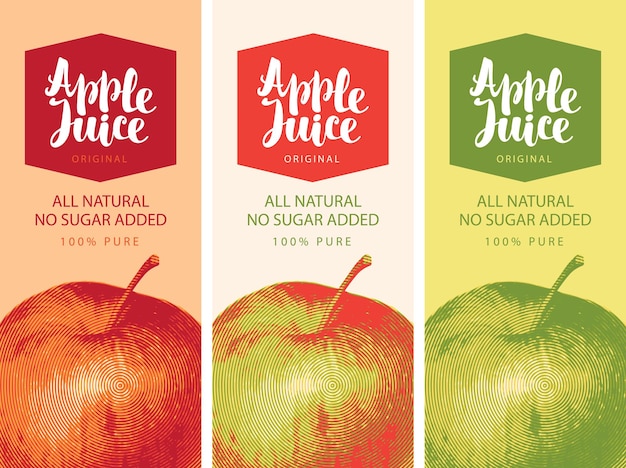 Vector set of labels for apple juice