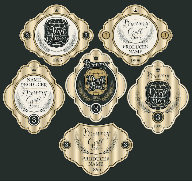 Vector set of labels for beer bottles