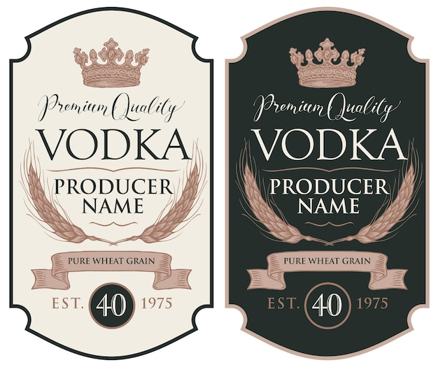 Vector set of labels for bottles of vodka