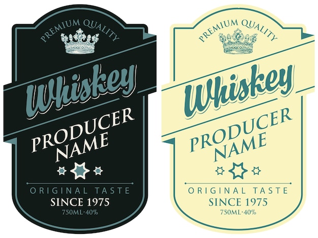 set of labels for bottles of whiskey