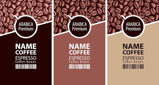 set of labels for coffee beans package