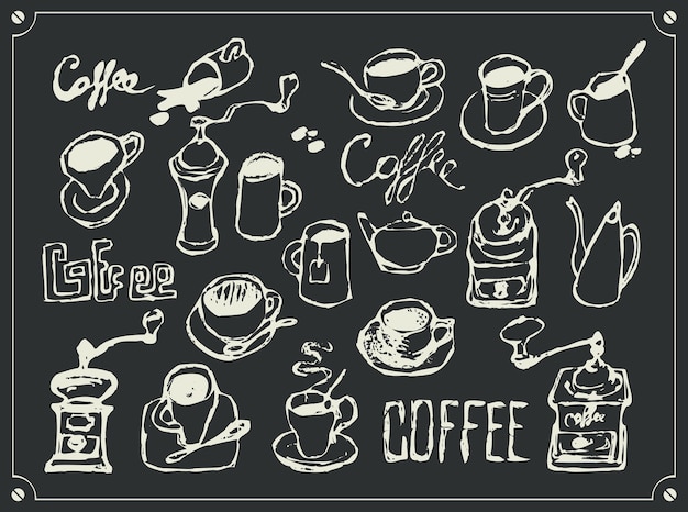 set of labels on coffee theme