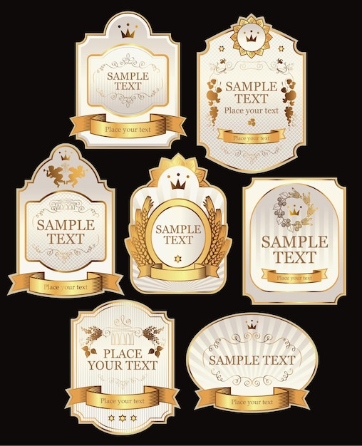 Vector set of labels for different spirits