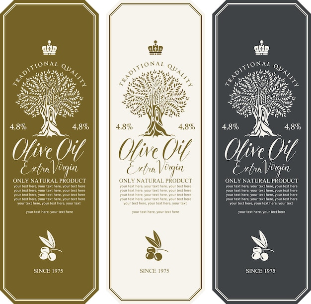 Vector set of labels for olive oil