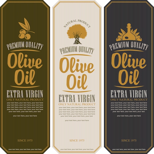 Set of labels for olive oils