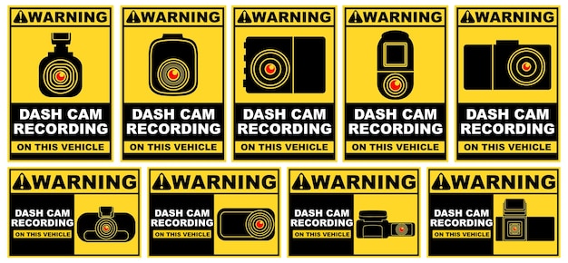 Set Labels Sign Dashcam Drive recorder sticker ontwerp vector illustratie