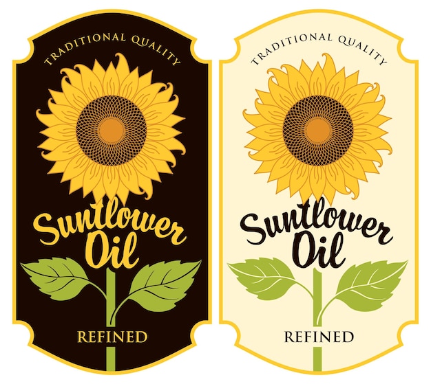 Vector set of labels for sunflower oil