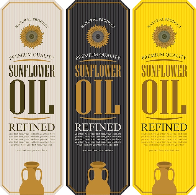 Vector set of labels for sunflower oil