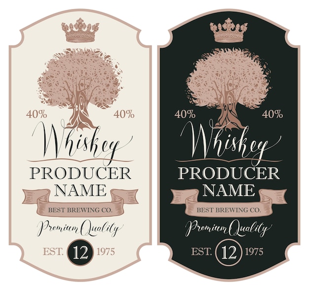 set of labels for whiskey