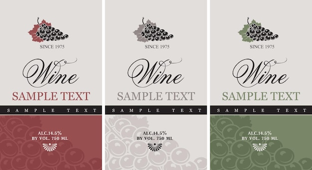 Set of labels for wine with grapes