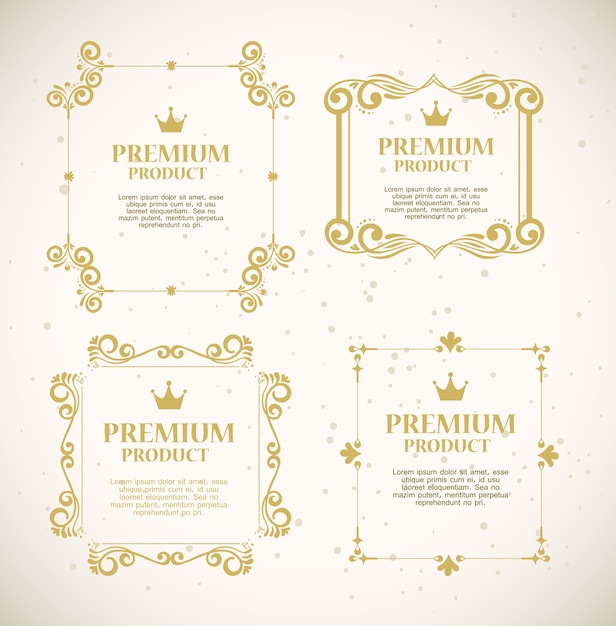 Set labels with gold luxury decorative frames