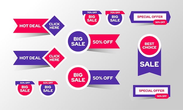 Set labels with inscription sale Vector flat illustrations Ad or promo