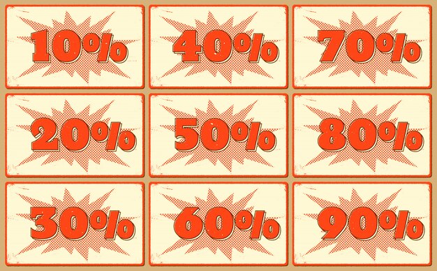 Vector set of labels with sale percents