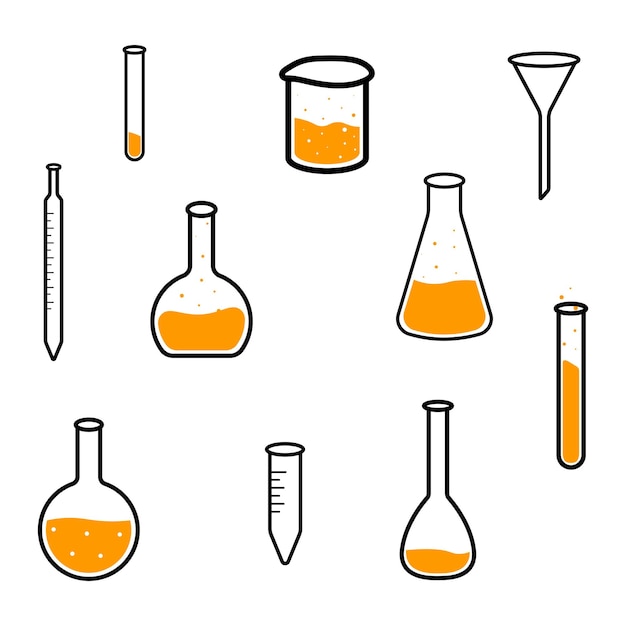 set of laboratory glassware vector illustration