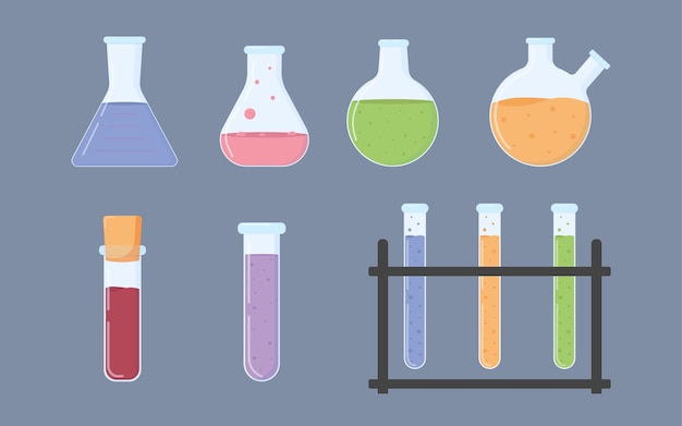 set laboratory test tubes, glass tube, chemical equipment, educational experiments