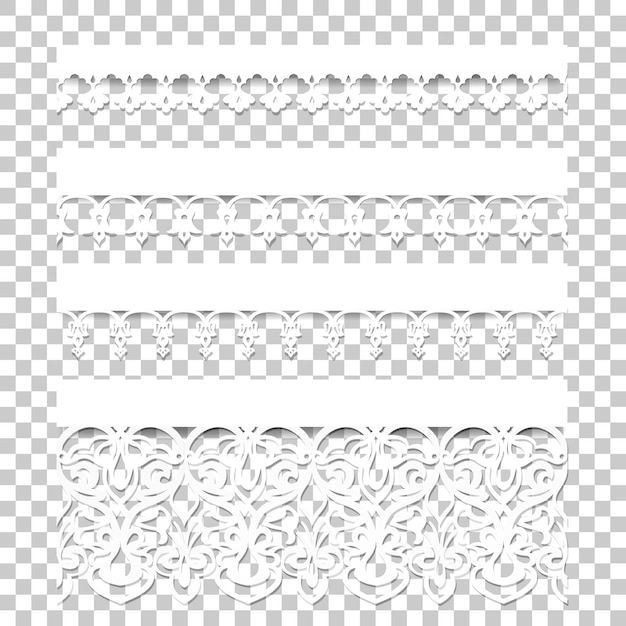 Vector set of lace borders with shadows