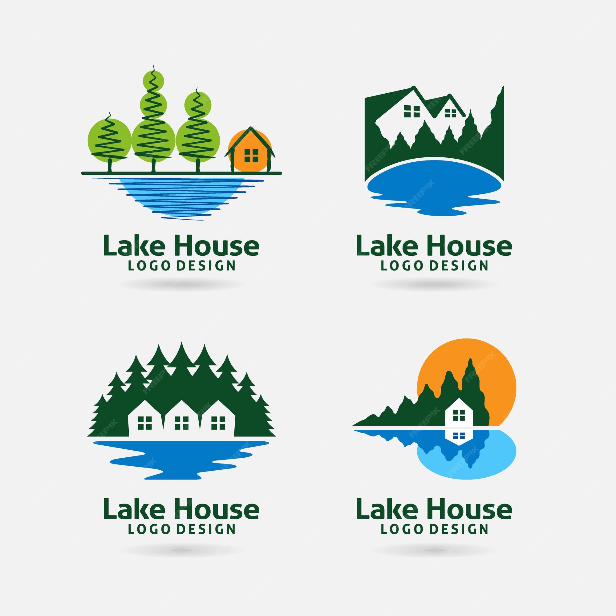 Premium Vector | Set of lake house logo design
