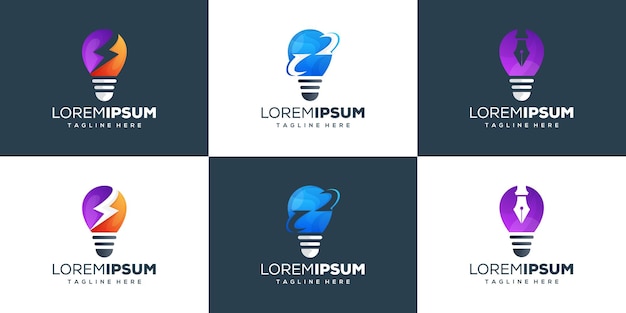 set lamp color gradient logo design template