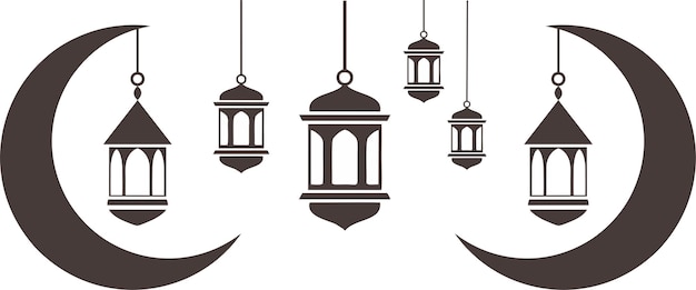 A set of lamps with the words ramadan on a white background.