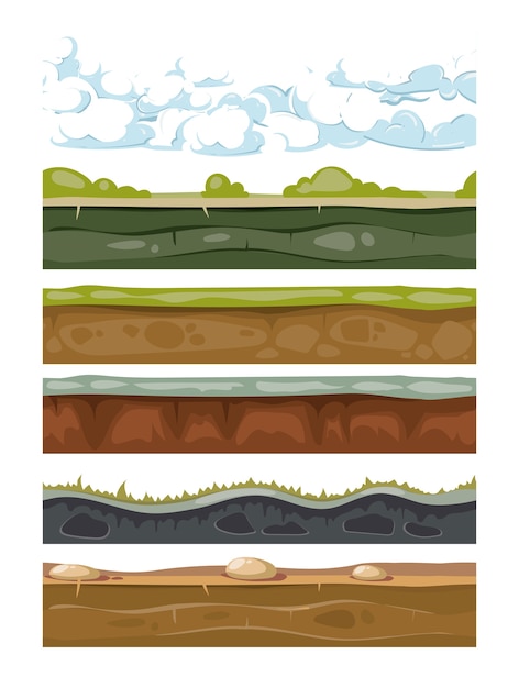 Vector set of landscape earth backgrounds for mobile games apps