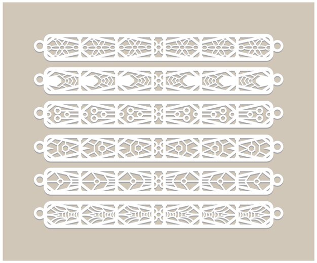 Set of laser cut leather bracelet design tattoo style of the 90s black and white tattoos bracelet