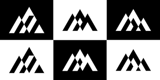 Impostare quest'ultimo m logo design montagna icona astratta illustrazione vettoriale